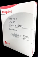 PolyMem Non-Woven sølvbandasje 9x9 cm med fiksering